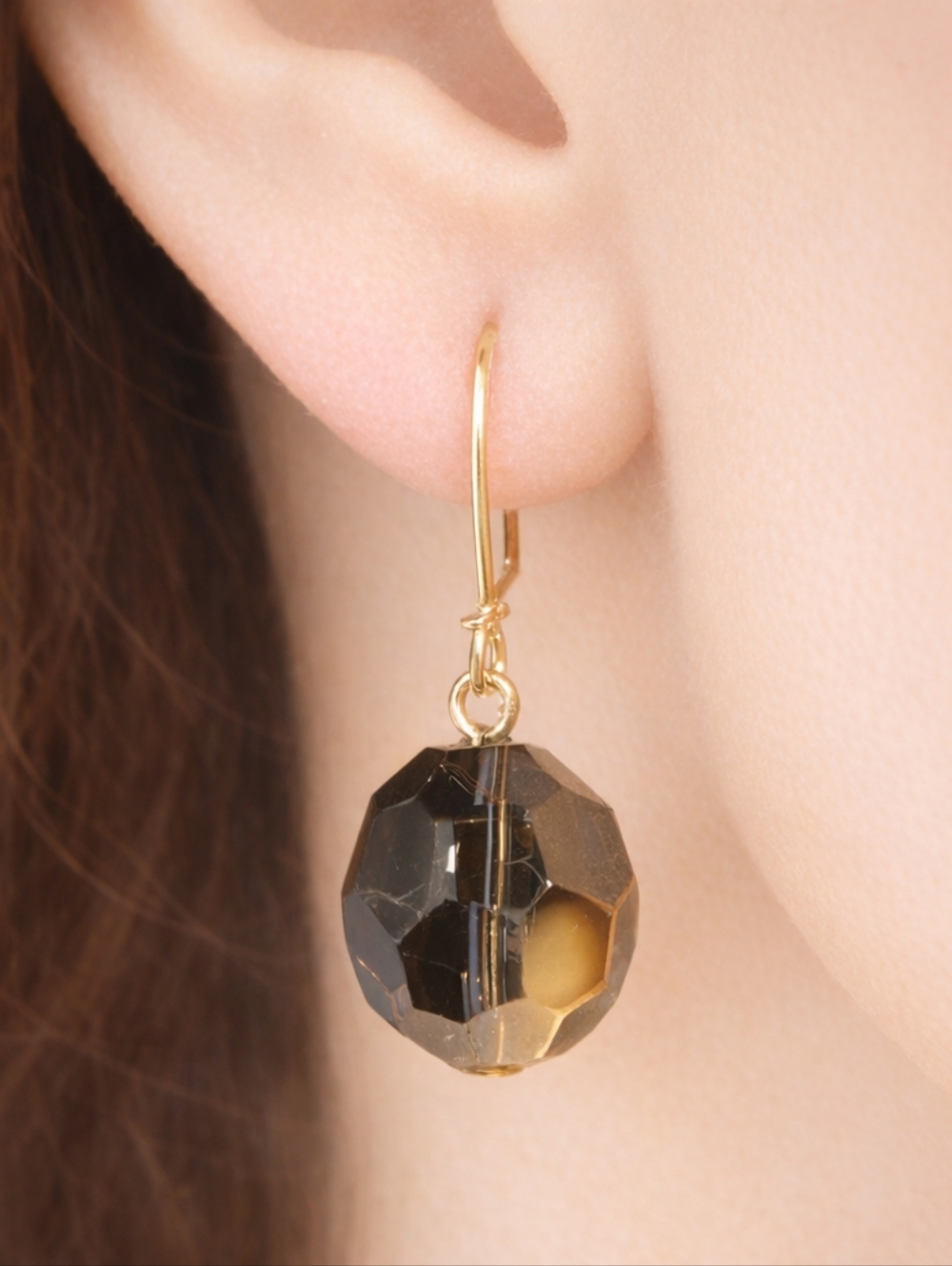 Gold Drop Earrings with Two-Tone Faceted Beads – Elegant Women’s Fashion Jewelry